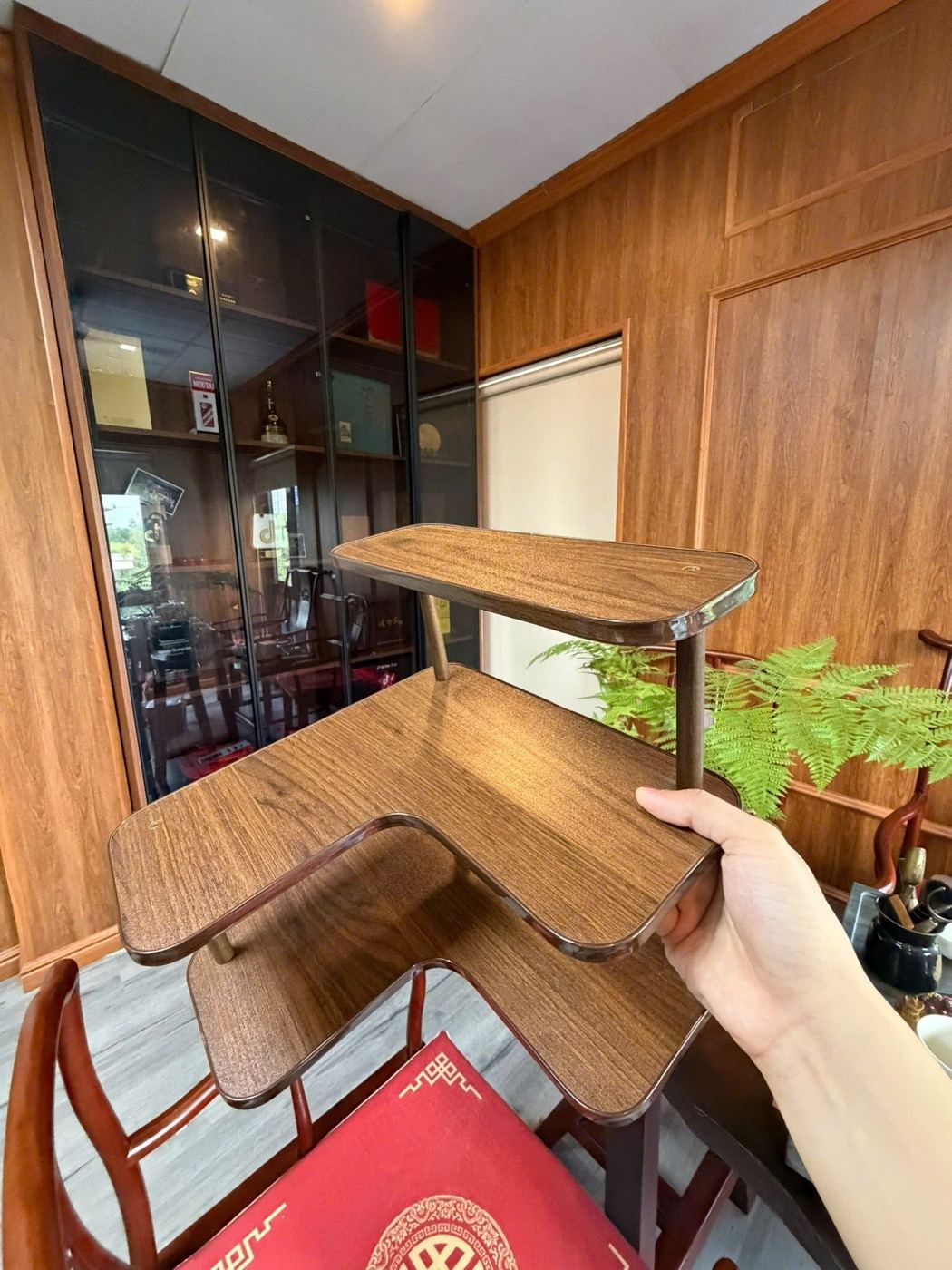 Kệ góc 3 tầng vân gỗ